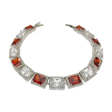 PULSERA RECTANGULOS LADRILLO Y BLANCO ZIRCONIA - PLATA .925