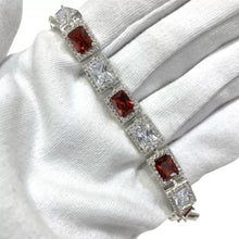 PULSERA RECTANGULOS LADRILLO Y BLANCO ZIRCONIA - PLATA .925