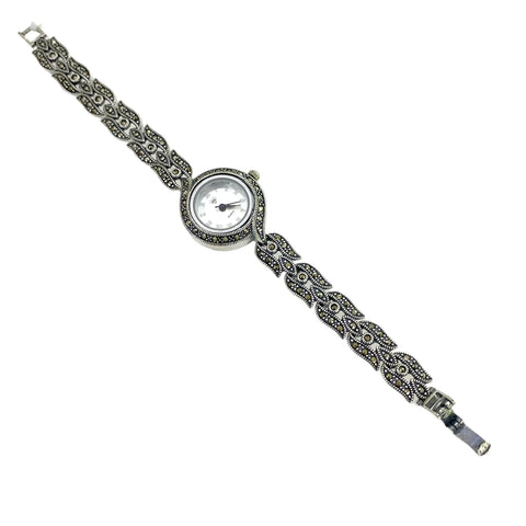 RELOJ MARQUESITA EXTENSIBLE TIPO HOJAS - PLATA .925