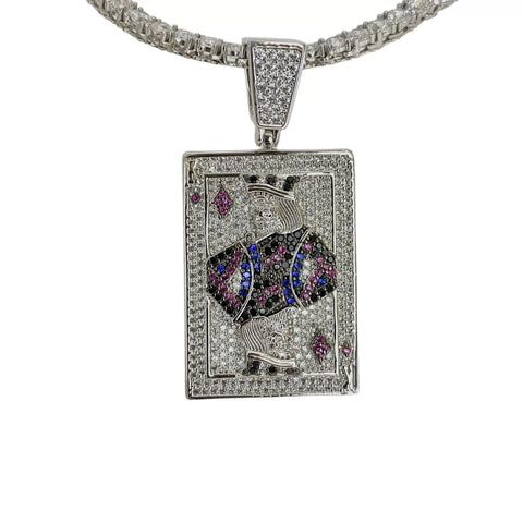 DIJE REY DE DIAMANTES BARAJA - PLATA .925