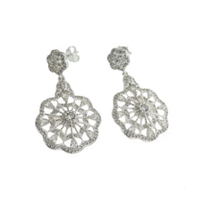 ARETE ELEGANTE DE FIESTA TIPO FLOR -  PLATA .925