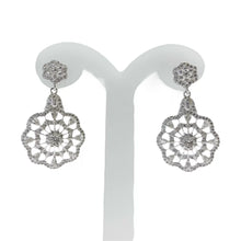 ARETE ELEGANTE DE FIESTA TIPO FLOR -  PLATA .925