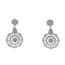 ARETE ELEGANTE DE FIESTA TIPO FLOR -  PLATA .925