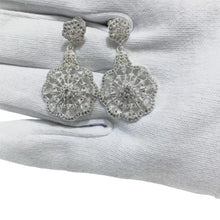 ARETE ELEGANTE DE FIESTA TIPO FLOR -  PLATA .925