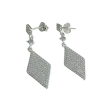 ARETE ELEGANTE DE FIESTA FORMA DE ROMBO -  PLATA .925