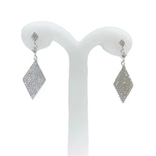 ARETE ELEGANTE DE FIESTA FORMA DE ROMBO -  PLATA .925