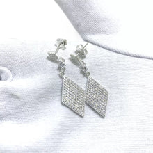 ARETE ELEGANTE DE FIESTA FORMA DE ROMBO -  PLATA .925