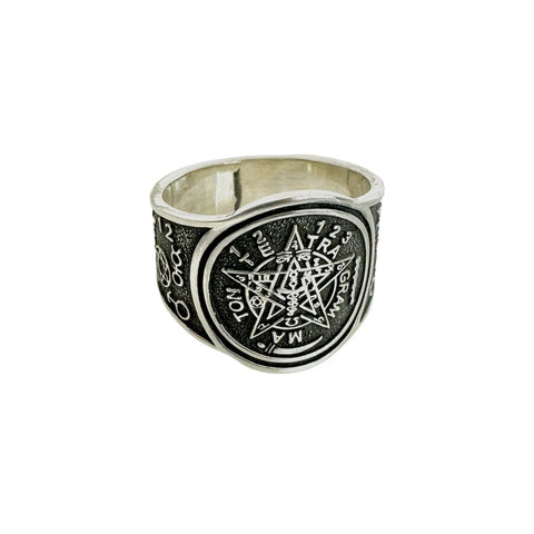 ANILLO TETRAGRAMATON PAVONADO - PLATA .925