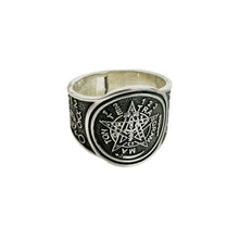 ANILLO TETRAGRAMATON PAVONADO - PLATA .925