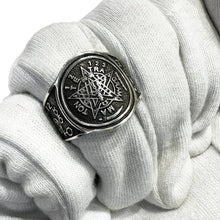 ANILLO TETRAGRAMATON PAVONADO - PLATA .925