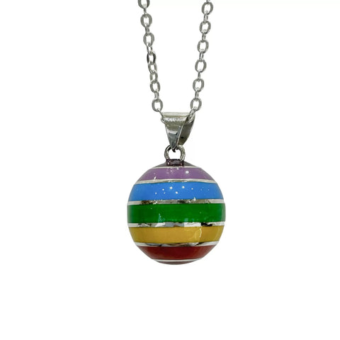 DIJE LLAMADOR DE ANGEL LINEAS COLORES - PLATA .925