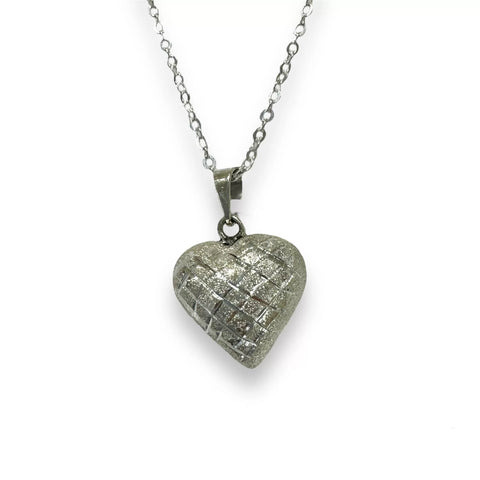 DIJE LLAMADOR DE ANGEL CORAZÓN ARENADO CON LINEAS - PLATA .925