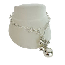 PULSERA CADENA CON PUÑO CASCABEL Y BOLA GRANDE - PLATA .925