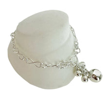 PULSERA CADENA CON PUÑO CASCABEL Y BOLA GRANDE - PLATA .925