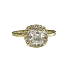 ANILLO ZIRCONIA CUADRO CONTORNO CURVO - ORO 10K