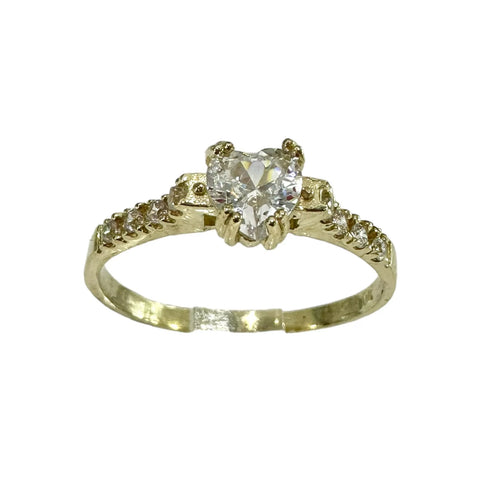 ANILLO MONTADURA CON ZIRCONIA CENTRAL CORAZÓN - ORO 10K