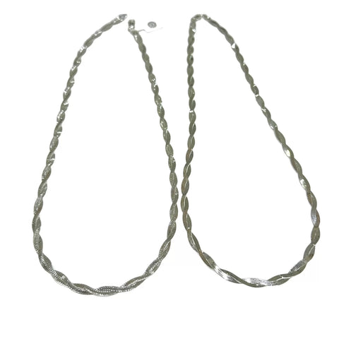 GARGANTILLA DOBLE ENLACE TIPO TRENZA PLANCHADA (DOS VISTAS) - PLATA .925