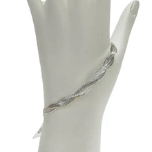PULSERA DOBLE ENLACE TIPO TRENZA PLANCHADA - PLATA .925