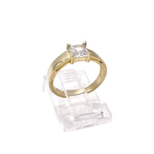 ANILLO SOLITARIO ZIRCONIA CUADRO CENTRAL LISO - ORO 10K