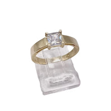 ANILLO SOLITARIO ZIRCONIA CUADRO CENTRAL LISO - ORO 10K