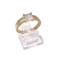 ANILLO SOLITARIO ZIRCONIA CUADRO CENTRAL LISO - ORO 10K