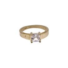 ANILLO SOLITARIO ZIRCONIA CUADRO CENTRAL LISO - ORO 10K