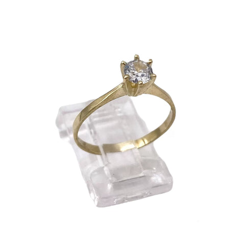 ANILLO SOLITARIO ZIRCONIA MONTADURA ALTA - ORO 10K