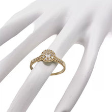 ANILLO ZIRCONIA CENTRAL CON CONTORNO MULTIZIRCONIAS  - ORO 10K