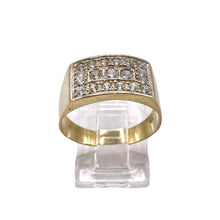 ANILLO PLACA CON ZIRCONIAS   - ORO 10K