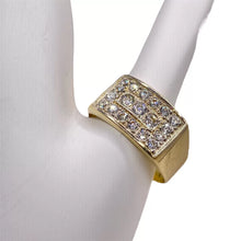ANILLO PLACA CON ZIRCONIAS   - ORO 10K