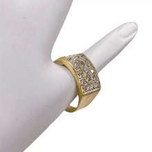 ANILLO PLACA CON ZIRCONIAS   - ORO 10K