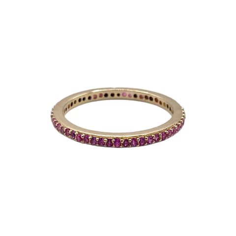 ANILLO CHURUMBELA COMPLETA CON ZIRCONIAS GUINDA - ORO 10K