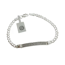 PULSERA ESCLAVA CON PLACA MULTI ZIRCONIA - PLATA .925