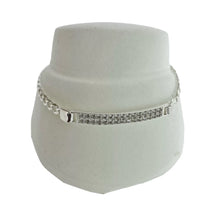 PULSERA ESCLAVA CON PLACA MULTI ZIRCONIA - PLATA .925