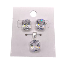 SET / JUEGO ZIRCONIA RECTANGULAR - PLATA .925