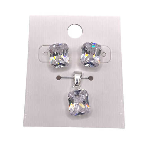 SET / JUEGO ZIRCONIA RECTANGULAR - PLATA .925
