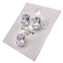 SET / JUEGO ZIRCONIA RECTANGULAR - PLATA .925