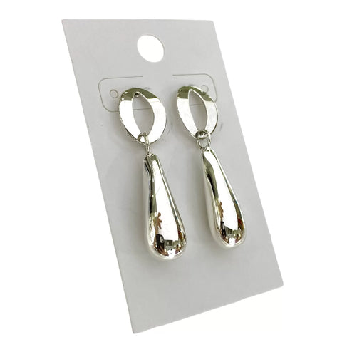 ARETE LARGO CON GOTA LISA COLGANTE -  PLATA .925