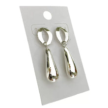 ARETE LARGO CON GOTA LISA COLGANTE -  PLATA .925