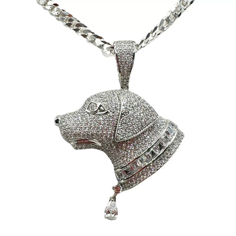 DIJE CARA LATERAL DE PERRO - PLATA .925