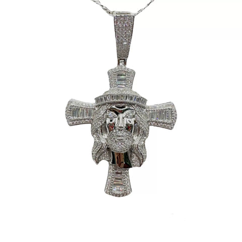 DIJE CRUZ CON ROSTRO DE CRISTO - PLATA .925