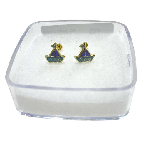 BROQUEL BARCO VELERO ESMALTADO - ORO 10K