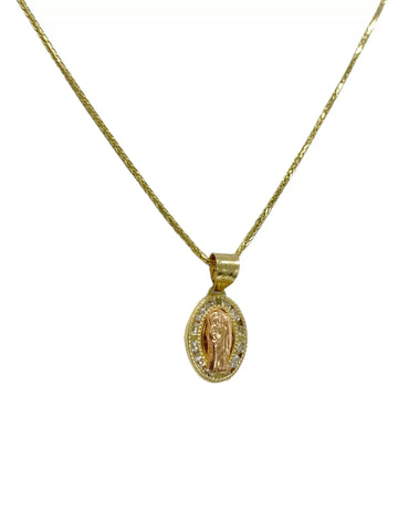 CADENA CON MEDALLA SAN JUDAS TADEO OVAL MINI DETALLES ORO ROSA - ORO 10K