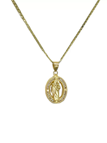 CADENA CON MEDALLA SAN JUDAS TADEO OVAL CH - ORO 10K