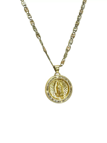 CADENA CON MEDALLA VIRGENDE GUADALUPE REDONDA MED - ORO 10K