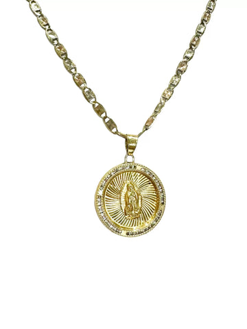 CADENA CON MEDALLA VIRGENDE GUADALUPE REDONDA GR - ORO 10K