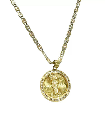 CADENA CON MEDALLA SAN JUDAS TADEO REDONDA GR - ORO 10K