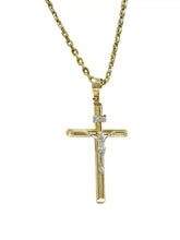 CADENA CON CRISTO TUBULAR DETALLES ORO BLANCO - ORO 10K