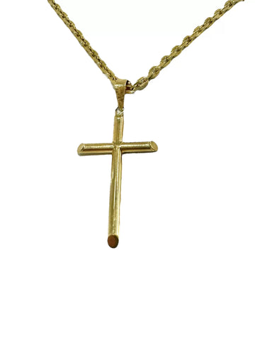CADENA CON CRUZ TUBULAR - ORO 10K