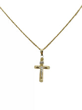 CADENA CON CRISTO TUBULAR ANCHO DETALLES ORO BLANCO -  ORO 10K
